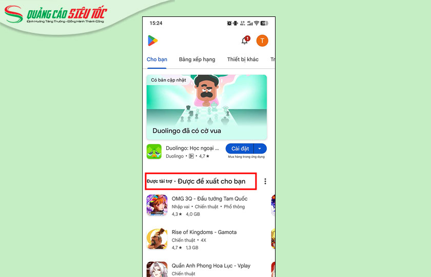 Quảng cáo ứng dụng trên CH Play Quảng cáo ứng dụng trên CH Play