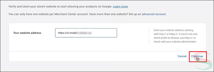 Nhập địa chỉ website của bạn