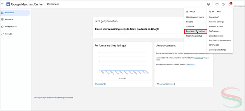Chọn Business information