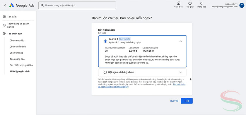 Cài đặt ngân sách và giá thầu phù hợp