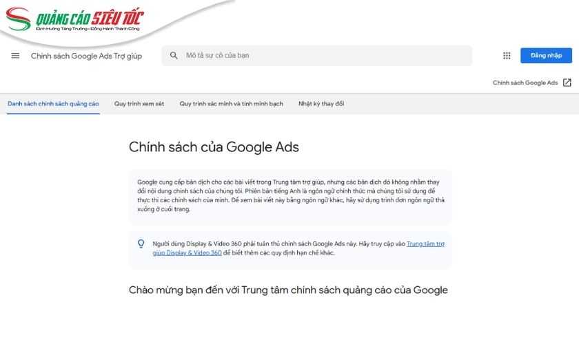 Chính sách quảng cáo của Google