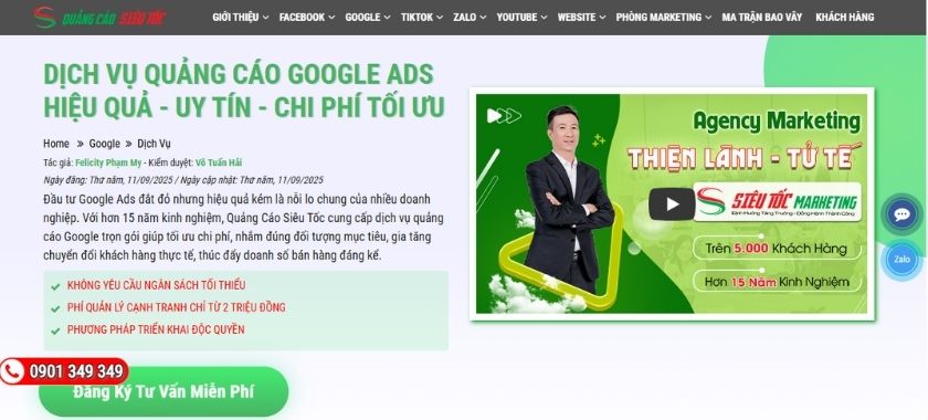 Dịch vụ quảng cáo Google Quảng Cáo Siêu Tốc