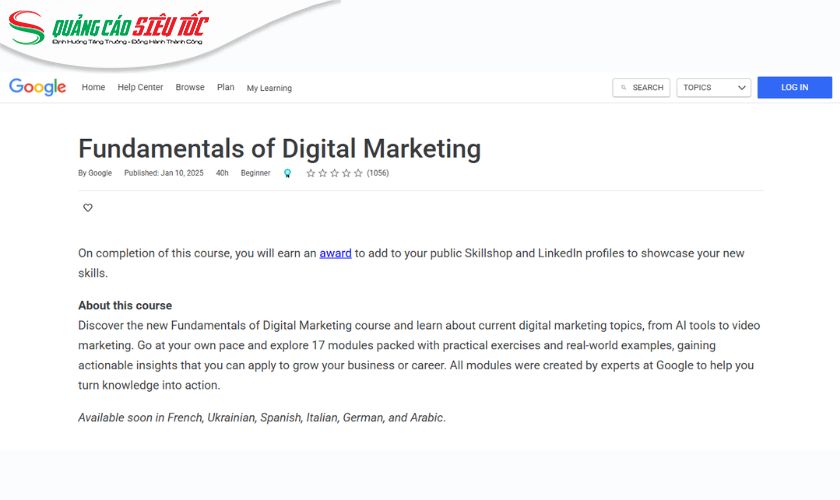 Chứng chỉ Google Digital Garage