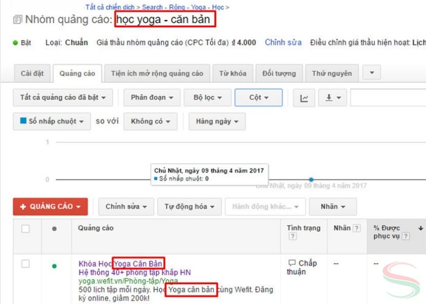 Cải thiện mức độ liên quan giữa từ khóa và mẫu ads