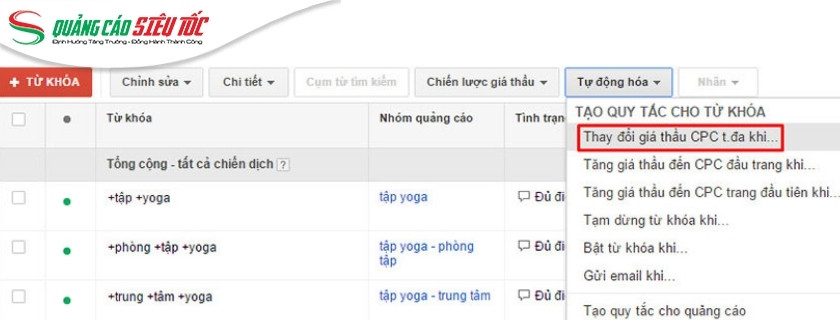 Đặt CPC tự động