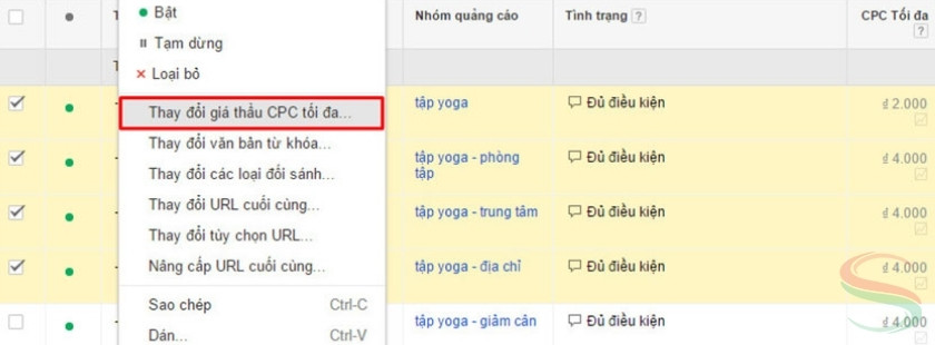 Tăng giá thầu CPC tối đa