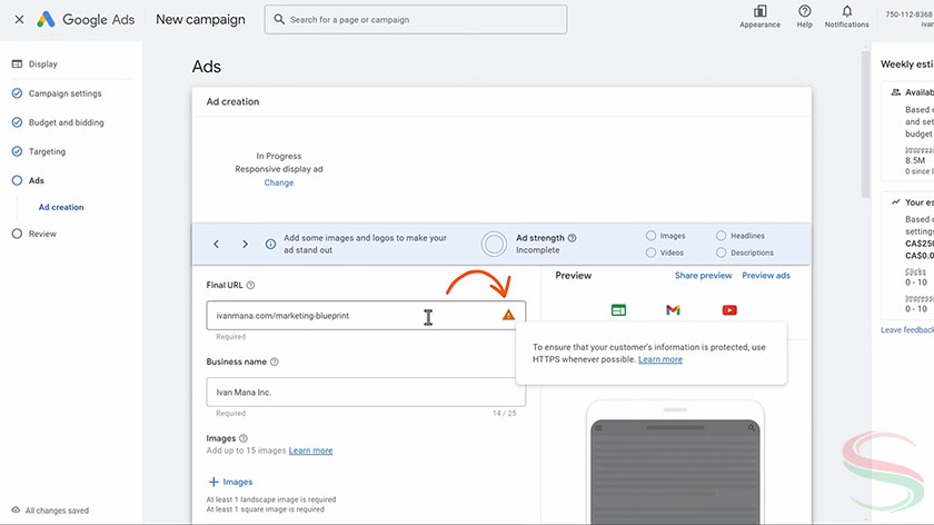 Giao diện tạo quảng cáo Giao diện tạo quảng cáo