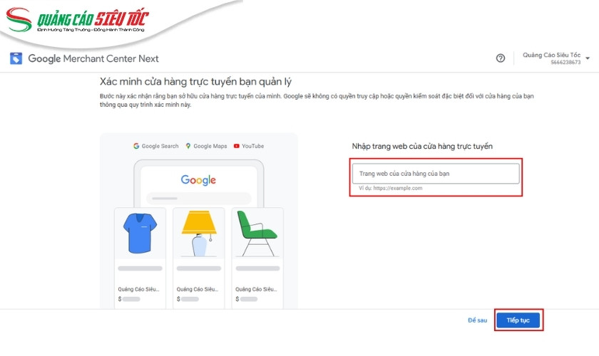 Cập nhật liên kết đến trang cửa hàng online