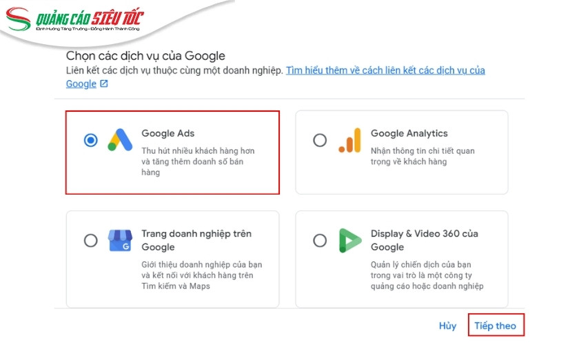Tích hợp tài khoản quảng cáo Google
