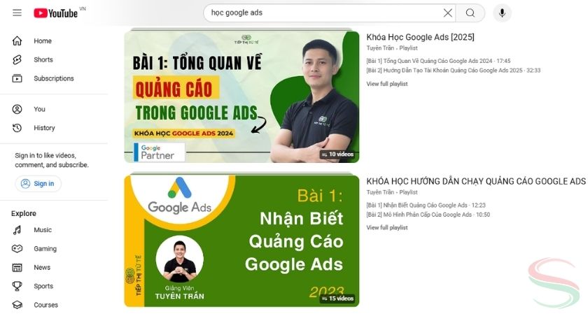 Học chạy quảng cáo Google Ads từ Youtube