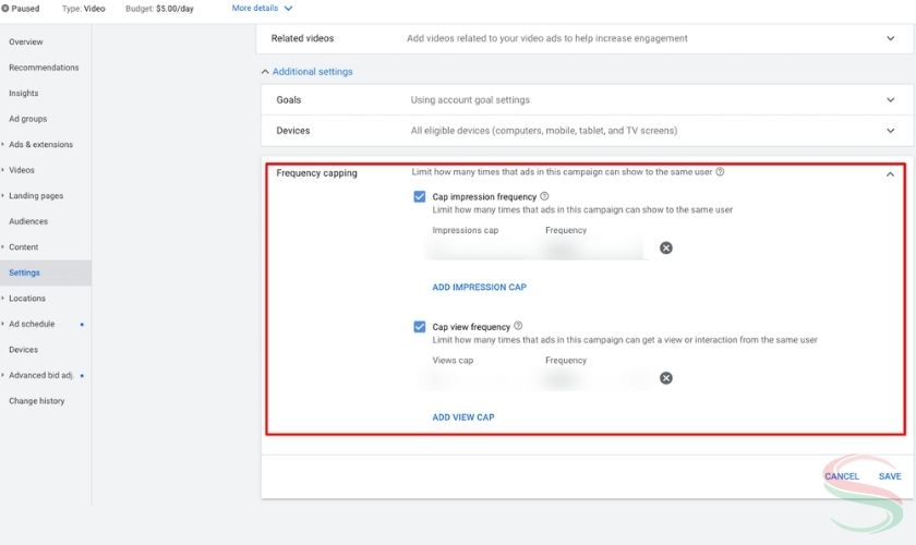 Cài đặt tần suất hiển thị quảng cáo Google Remarketing