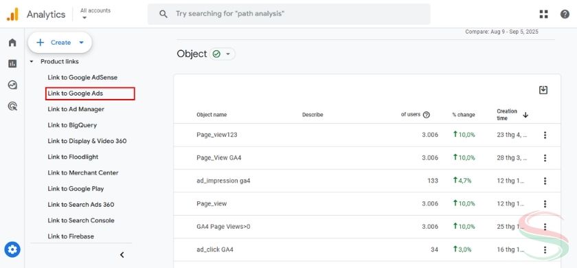 Connect Google Ads với GA4