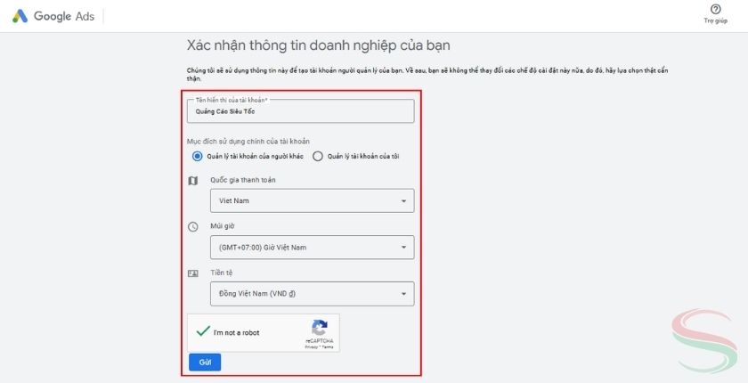 Bổ sung thông tin cơ bản tài khoản My Client Center