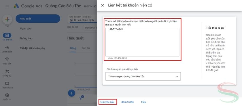Thêm mã tài khoản kết nối