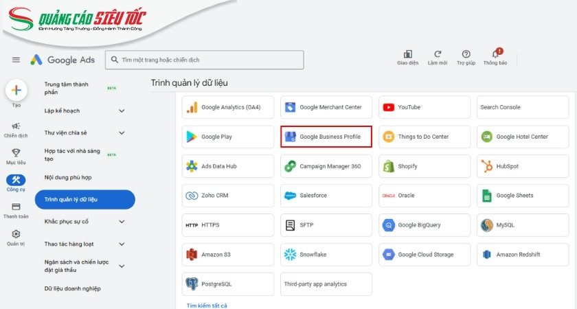 Truy cập Trình quản lý dữ liệu