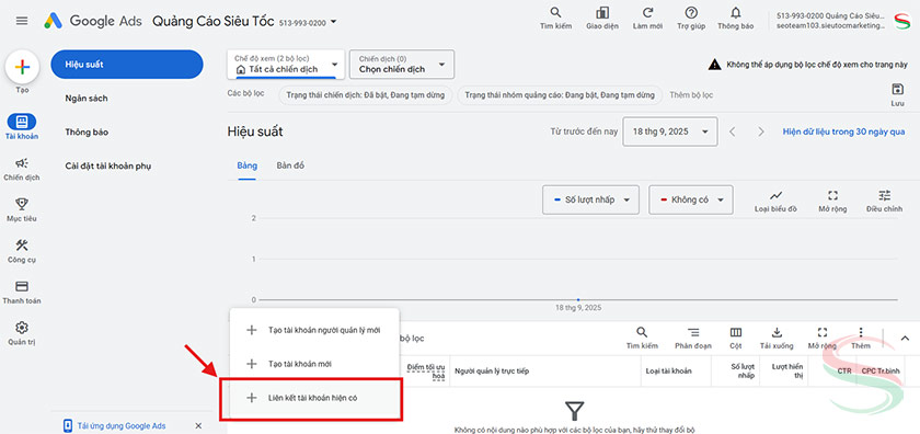 Chọn Liên kết tài khoản hiện có Chọn Liên kết tài khoản hiện có