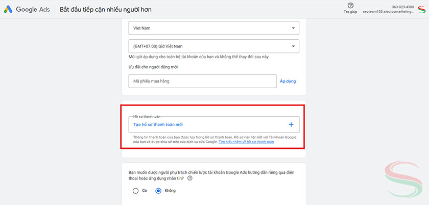 chọn Tạo hồ sơ thanh toán mới chọn Tạo hồ sơ thanh toán mới