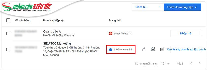 Doanh nghiệp đã xác minh