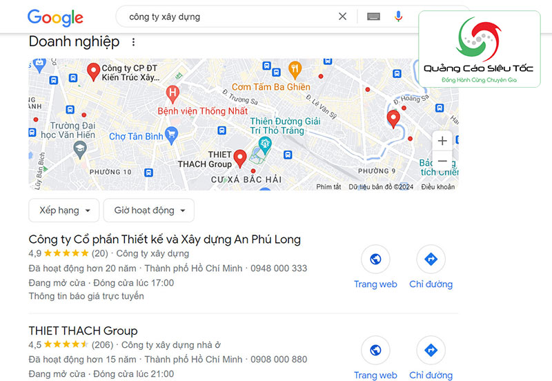 Tạo google maps cho công ty xây dựng