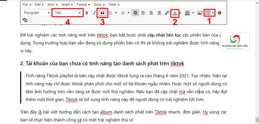 Chỉnh sửa định dạng bài post trên website