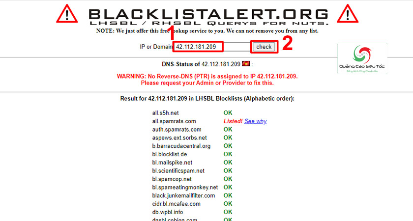 Cách kiểm tra địa chỉ IP có bị blacklist hay spam không?