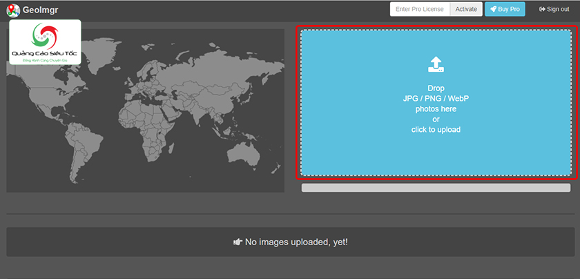 Truy cập công cụ geoimgr và tải ảnh lên