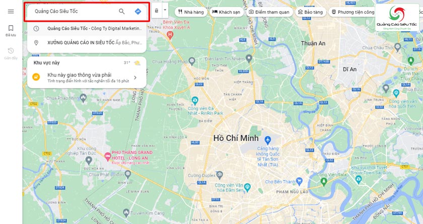 Vào Google map và nhập tên doanh nghiệp