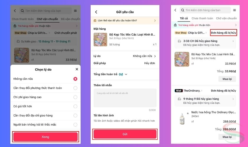 Hướng dẫn hủy đơn TikTok