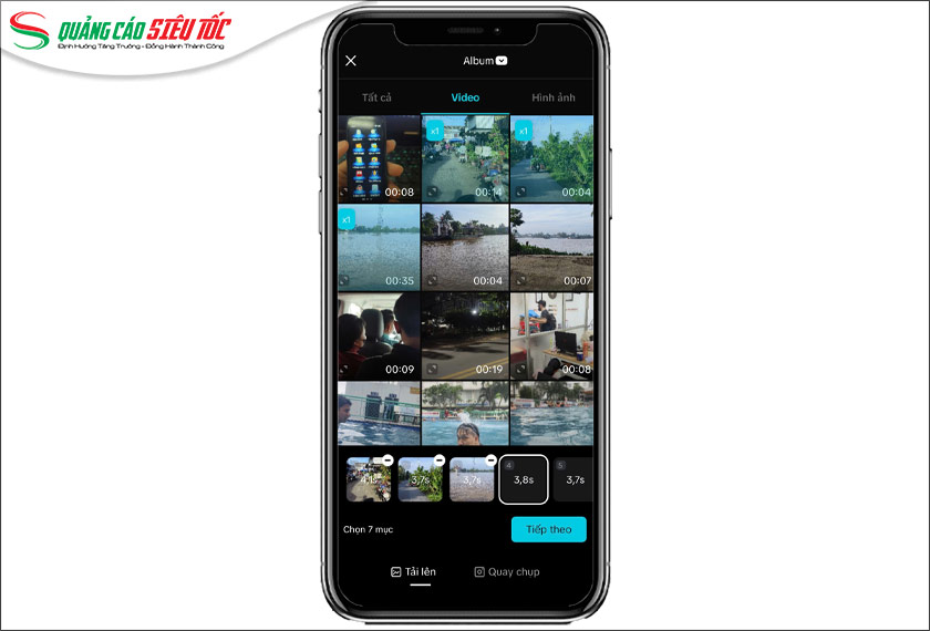 Chọn các đoạn video cần thiết cho mẫu