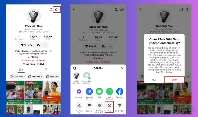 Block tài khoản TikTok