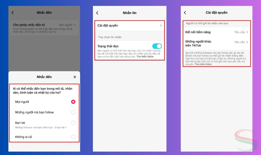 Cài đặt tính năng Nhắc đến & Tin nhắn