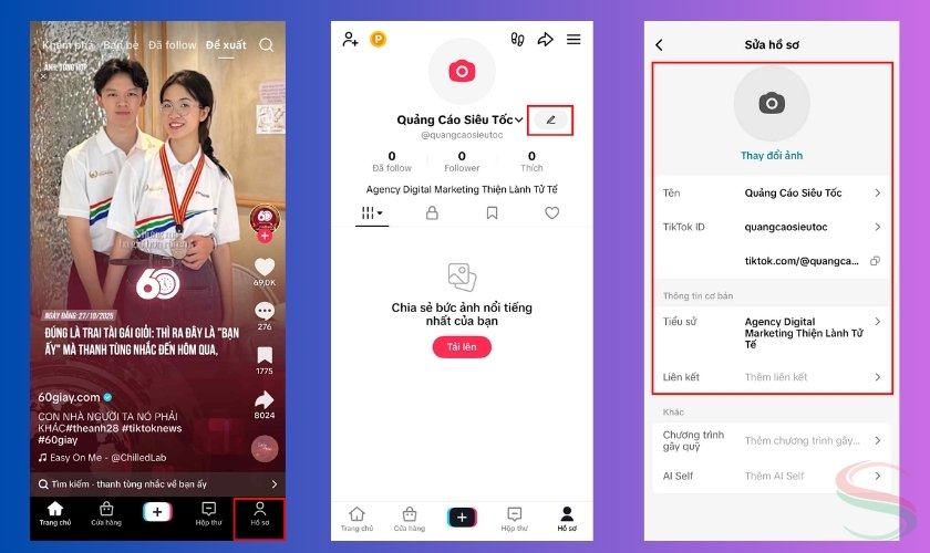 Cập nhật profile TikTok