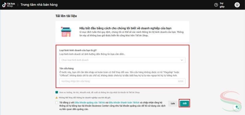 Cập nhật thông tin đăng ký TikTok Shop