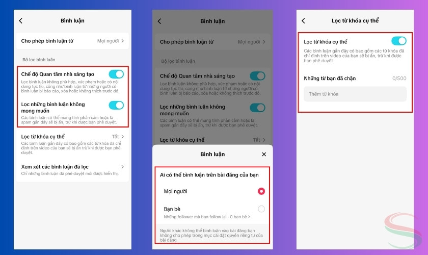 Setup quyền bình luận trên tài khoản TikTok