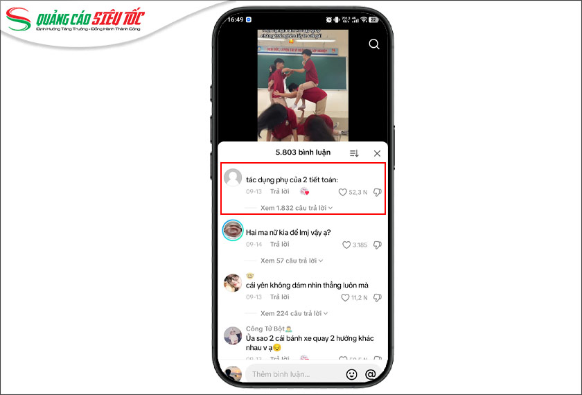 Bình luận vào video đang viral cũng là một cách tăng follow TikTok