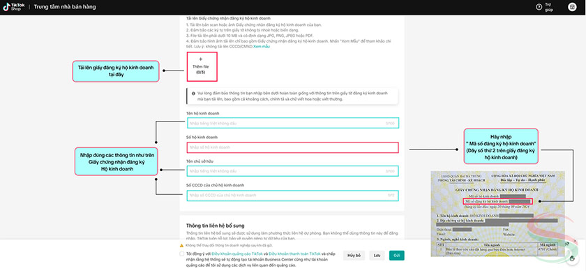 Thêm thông tin giấy phép hộ kinh doanh