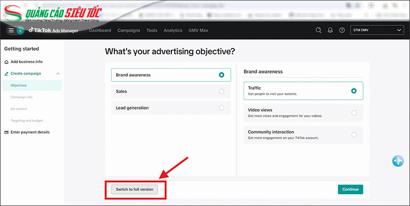 Chọn chuyển sang chế độ đầy đủ