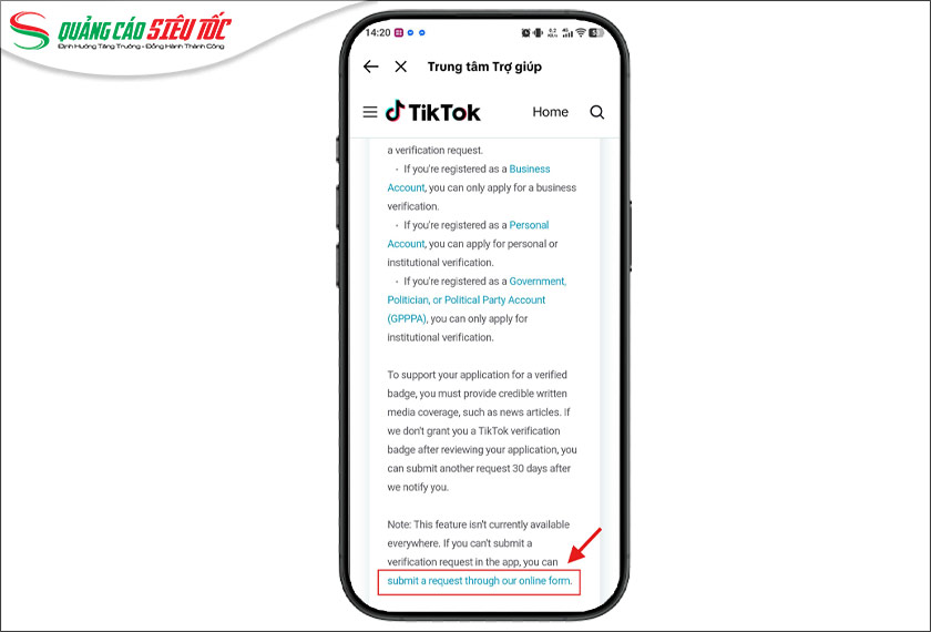 Chọn submit a request through our online form Chọn submit a request through our online form