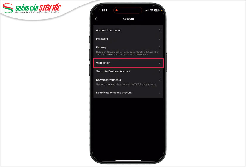 Chọn Verification Chọn Verification