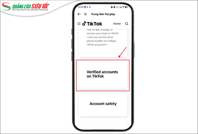 Chọn mục Verified accounts on TikTok Chọn mục Verified accounts on TikTok