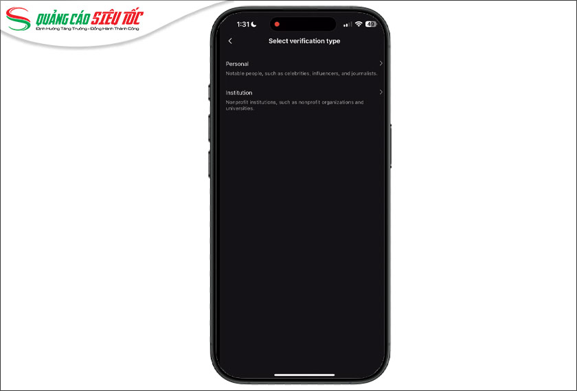 Chọn loại xác minh Chọn loại xác minh