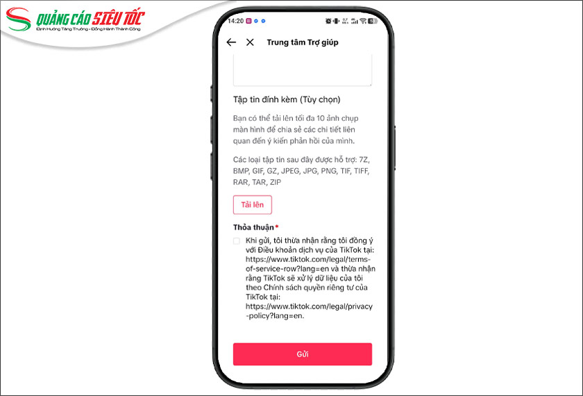 Đính kèm ảnh chụp trang TikTok Đính kèm ảnh chụp trang TikTok