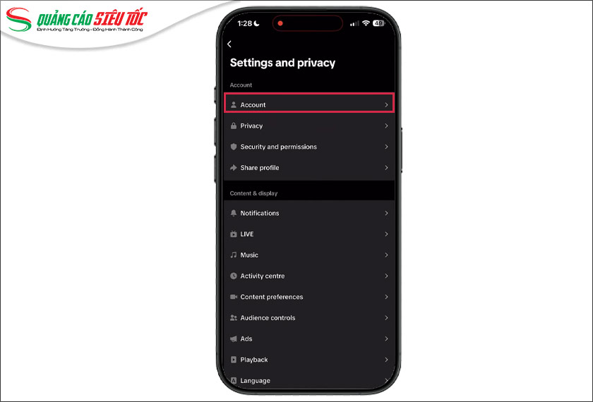 Vào Settings and privacy Vào Settings and privacy