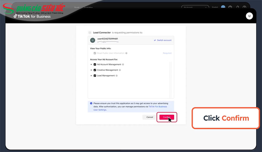 Chọn các quyền cần cấp