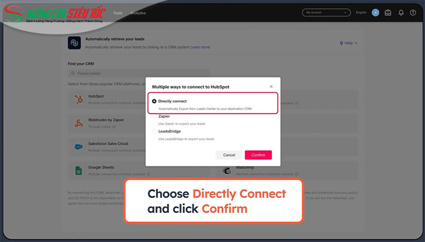 Chọn Directly connect