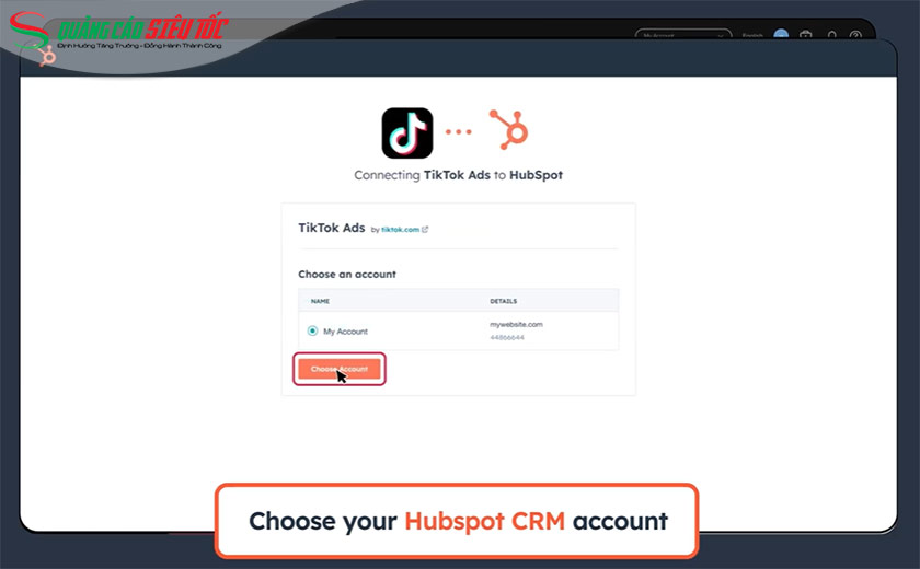 Chọn vào liên kết với tài khoản HubSpot