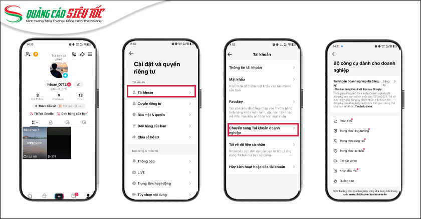 Cách tạo tài khoản TikTok Business trên điện thoại