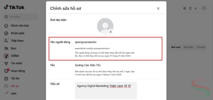 Cách đổi username TikTok