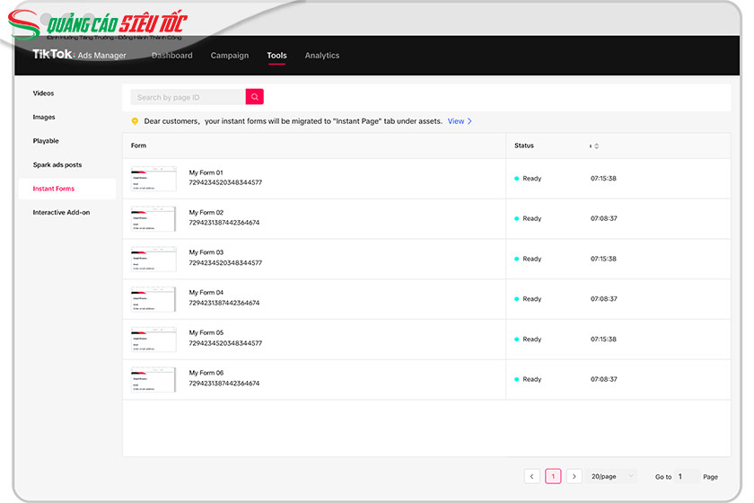 Mục công cụ trong trình quản lý quảng cáo TikTok Mục công cụ trong trình quản lý quảng cáo TikTok