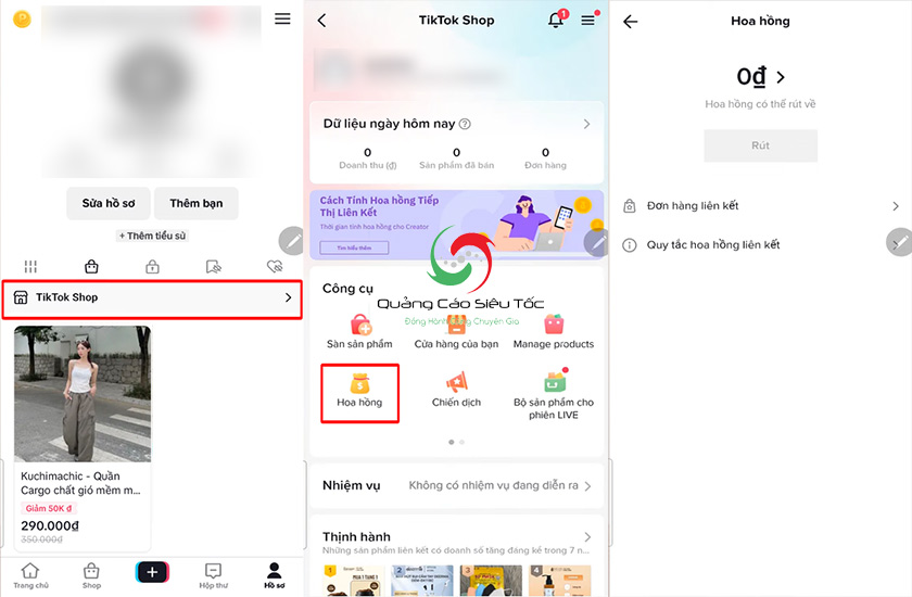 Cách rút tiền hoa hồng Affiliate TikTok